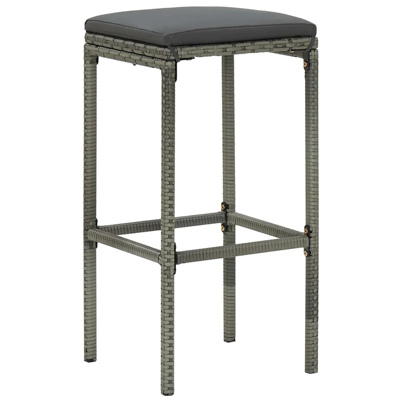Lot de 6 tabourets de bar avec coussins gris en résine tressée gris DEC029582