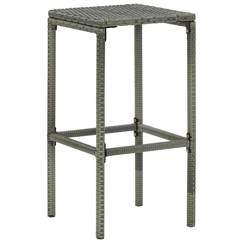 Lot de 4 tabourets de bar avec coussins gris et repose-pied en résine tressée gris DEC029579