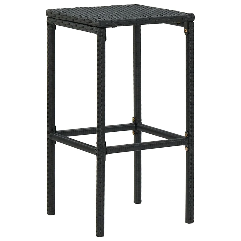 Lot de 2 tabourets de bar avec coussins crème en résine tressée noir DEC029576