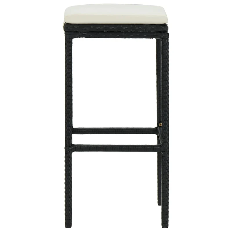 Lot de 2 tabourets de bar avec coussins crème en résine tressée noir DEC029576
