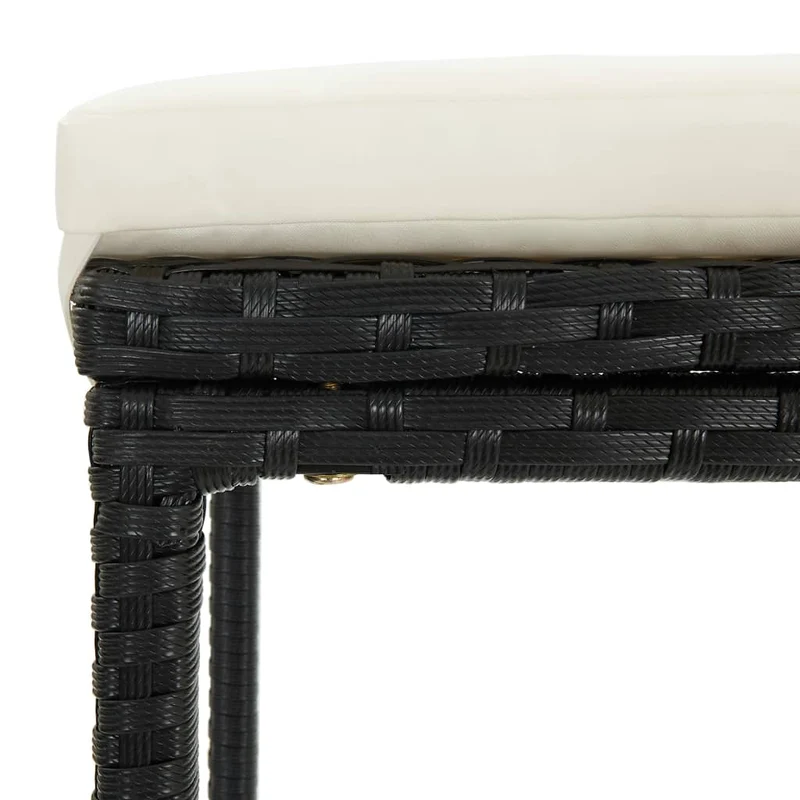 Lot de 2 tabourets de bar avec coussins crème en résine tressée noir DEC029576