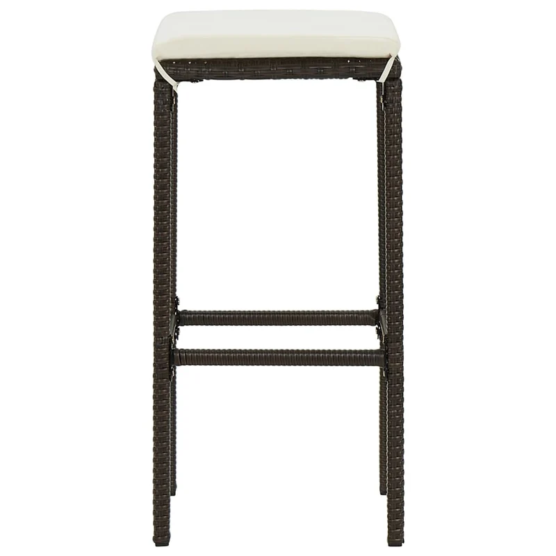 Lot de 2 tabourets de bar avec coussins crème en résine tressée marron DEC029575
