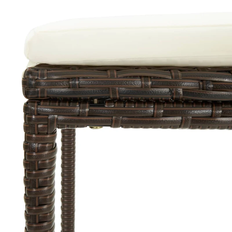 Lot de 2 tabourets de bar avec coussins crème en résine tressée marron DEC029575