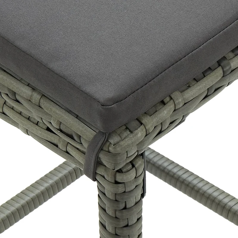 Lot de 2 tabourets de bar avec coussin gris et repose-pied en résine tressée gris DEC029574