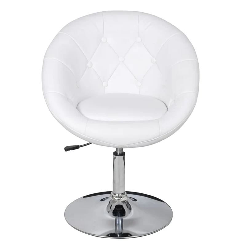 Fauteuil lounge oeuf hauteur réglable en PVC blanc et acier DEC029443