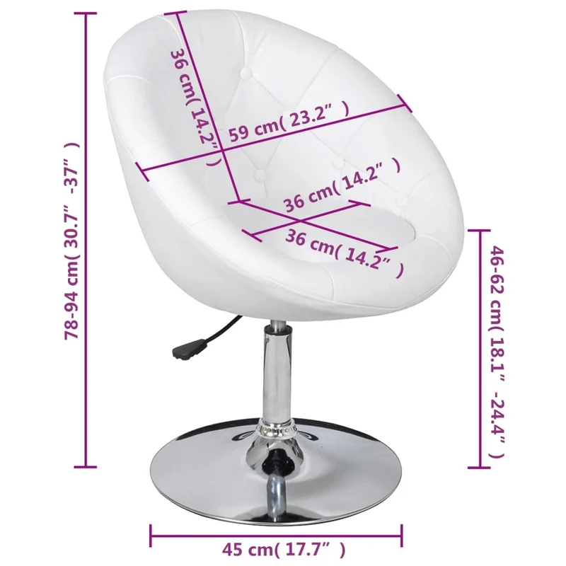 Fauteuil lounge oeuf hauteur réglable en PVC blanc et acier DEC029443
