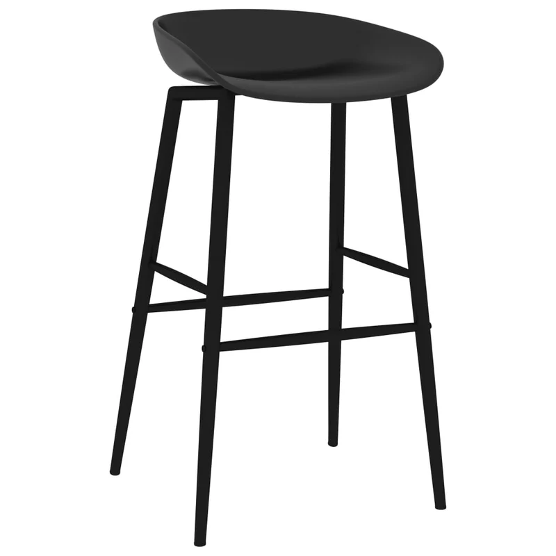 Tabourets de bar x4 chaises haute design simple en PP et métal noir DEC029423
