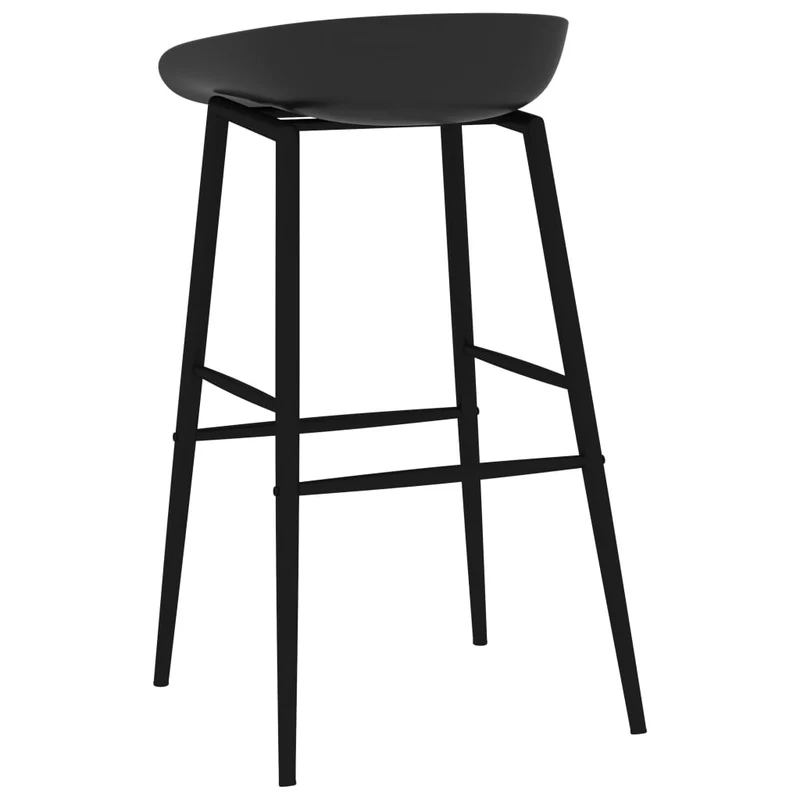 Tabourets de bar x4 chaises haute design simple en PP et métal noir DEC029423