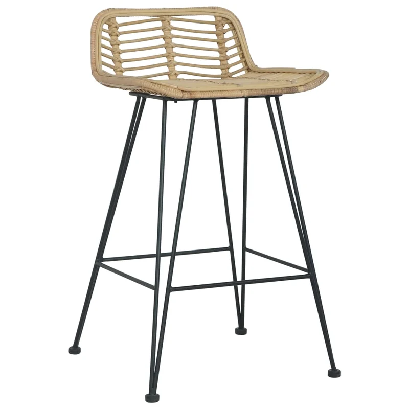 Tabourets de bar x2 chaises haute avec repose-pieds en rotin naturel brun DEC029406