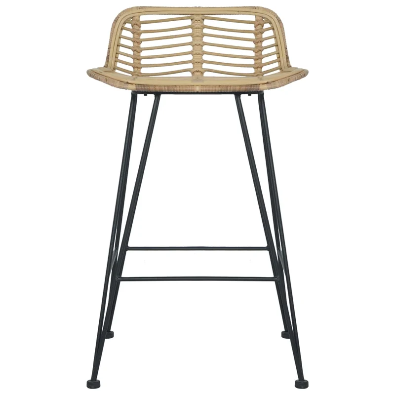 Tabourets de bar x2 chaises haute avec repose-pieds en rotin naturel brun DEC029406