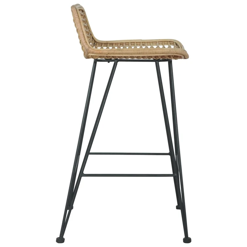 Tabourets de bar x2 chaises haute avec repose-pieds en rotin naturel brun DEC029406