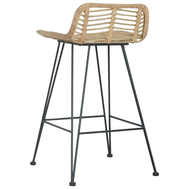 Tabourets de bar x2 chaises haute avec repose-pieds en rotin naturel brun DEC029406