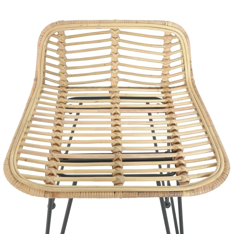Tabourets de bar x2 chaises haute avec repose-pieds en rotin naturel brun DEC029406