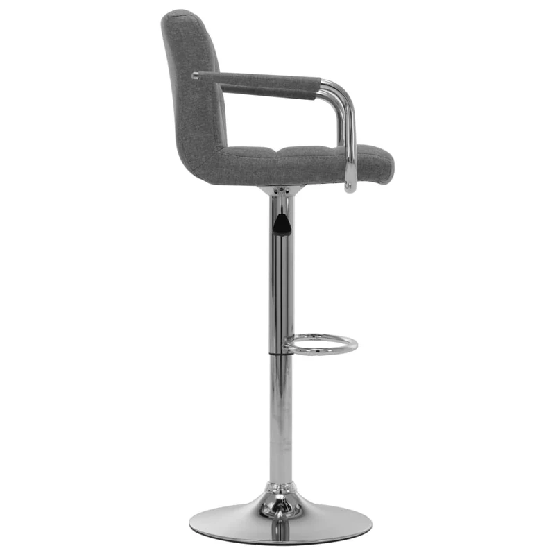 Tabourets de bar x2 chaises haute avec dossiers et accoudoirs en tissu gris clair et acier DEC029394