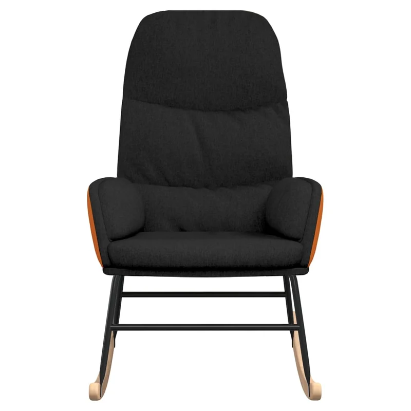 Fauteuil à bascule rembourré relax pour salon en tissu noir et PVC orange DEC029053