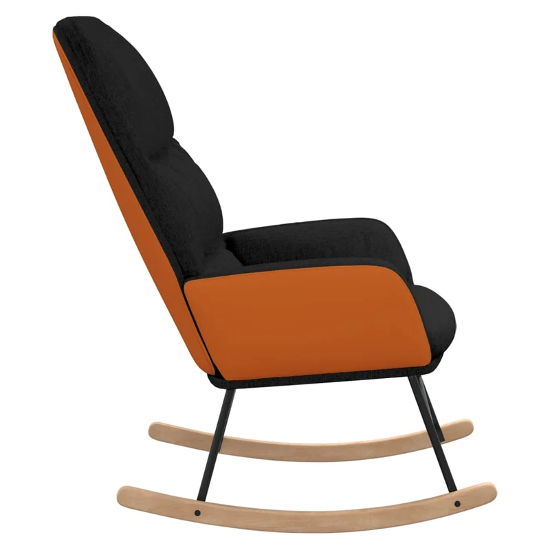 Fauteuil à bascule rembourré relax pour salon en tissu noir et PVC orange DEC029053