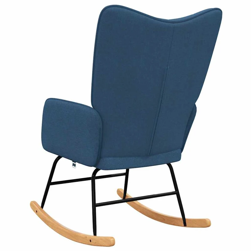 Fauteuil à bascule d'allaitement rembourré relax pour salon en tissu bleu DEC028899