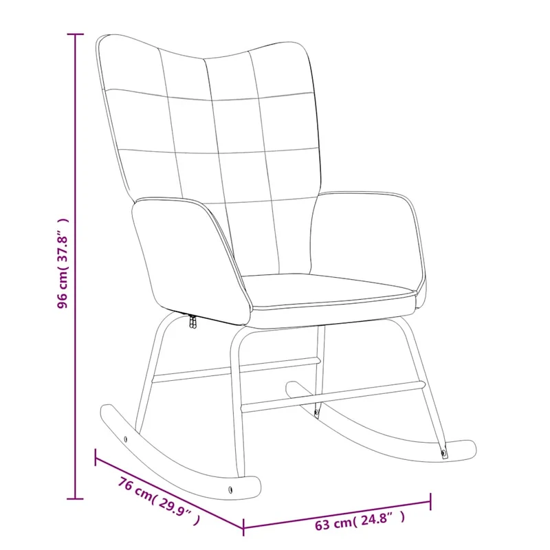 Fauteuil à bascule d'allaitement rembourré relax pour salon en tissu bleu DEC028899