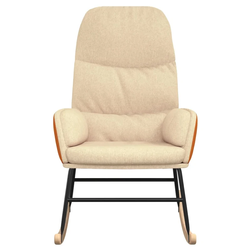 Fauteuil à bascule relax pour salon en tissu crème et PVC orange DEC028888