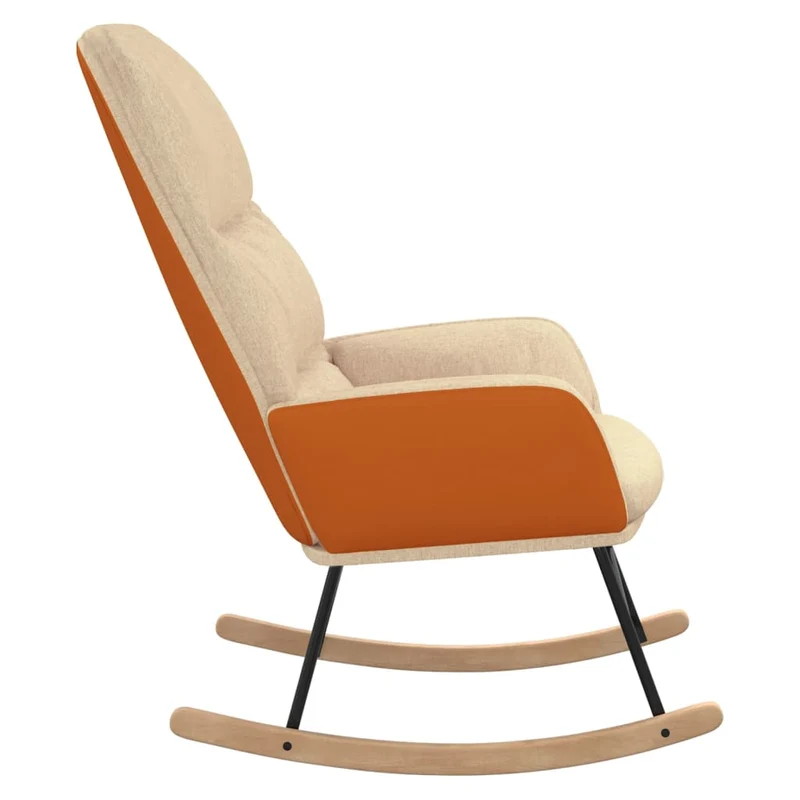 Fauteuil à bascule relax pour salon en tissu crème et PVC orange DEC028888