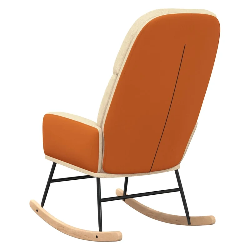 Fauteuil à bascule relax pour salon en tissu crème et PVC orange DEC028888