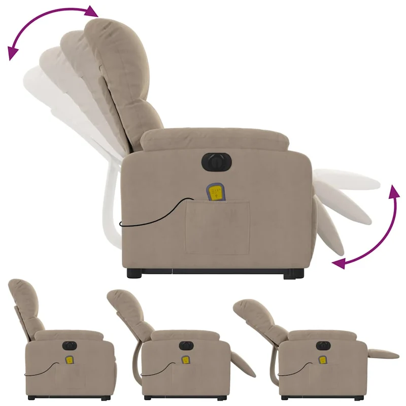 Fauteuil de relaxation fonction de levage électrique 6 points de massage en tissu taupe DEC027858