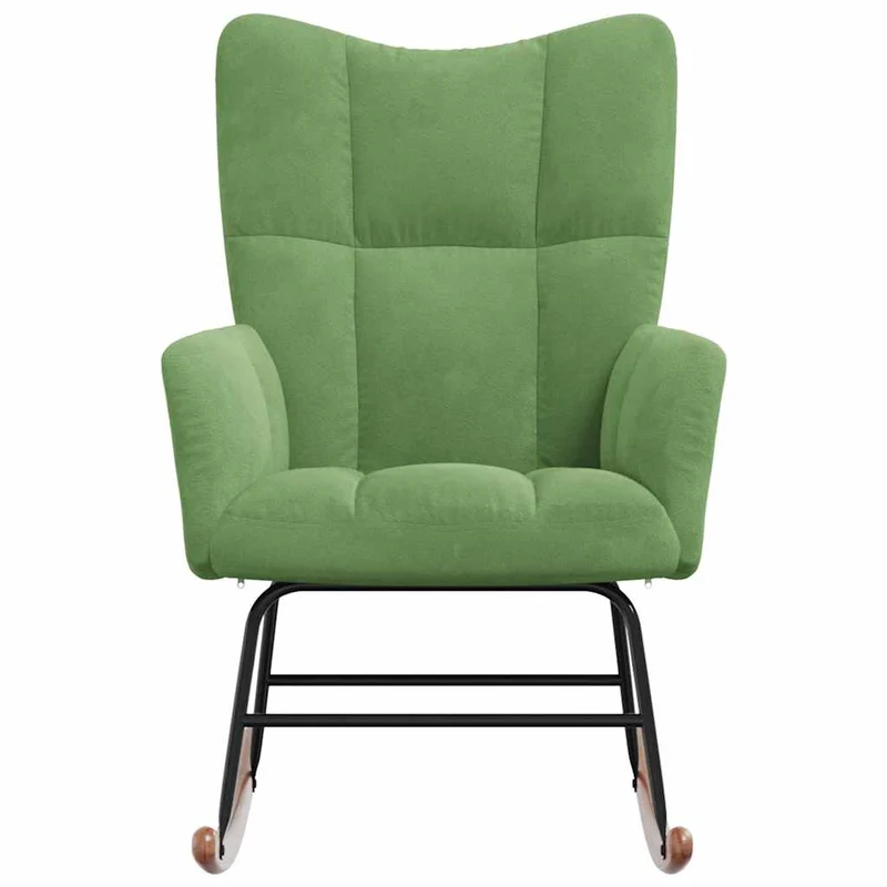 Fauteuil à bascule d'allaitement rembourré relax pour salon en velours vert clair DEC029090