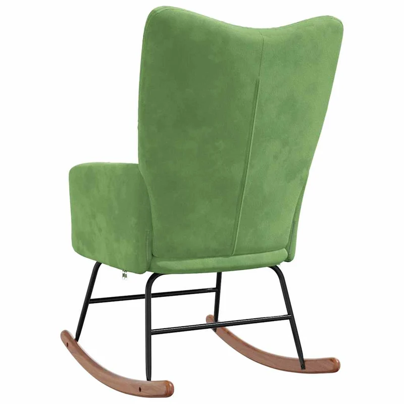 Fauteuil à bascule d'allaitement rembourré relax pour salon en velours vert clair DEC029090