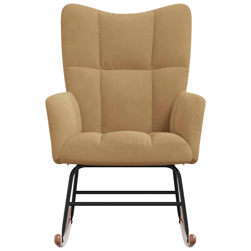 Fauteuil à bascule d'allaitement rembourré relax pour salon en velours marron DEC029036