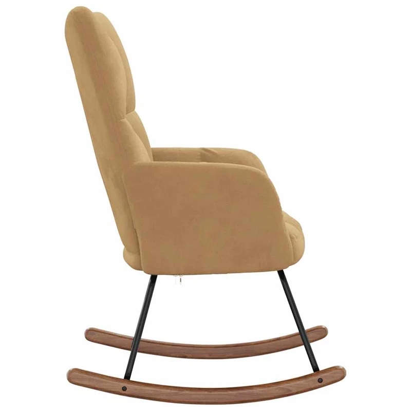 Fauteuil à bascule d'allaitement rembourré relax pour salon en velours marron DEC029036