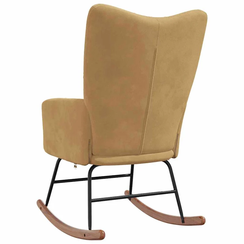 Fauteuil à bascule d'allaitement rembourré relax pour salon en velours marron DEC029036