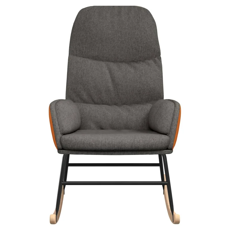Fauteuil à bascule rembourré relax pour salon en tissu gris foncé PVC orange DEC028981