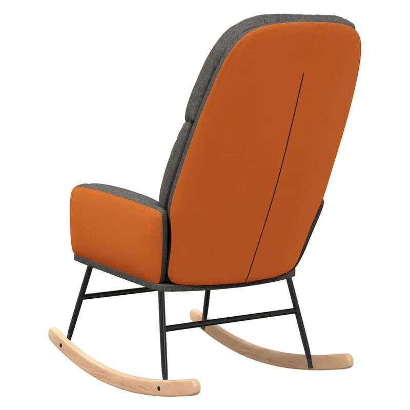 Fauteuil à bascule rembourré relax pour salon en tissu gris foncé PVC orange DEC028981