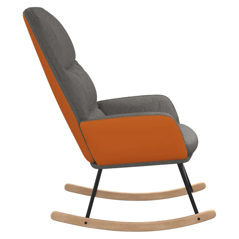 Fauteuil à bascule rembourré relax pour salon en tissu gris clair PVC orange DEC028954
