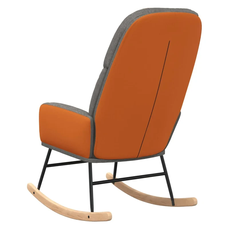Fauteuil à bascule rembourré relax pour salon en tissu gris clair PVC orange DEC028954
