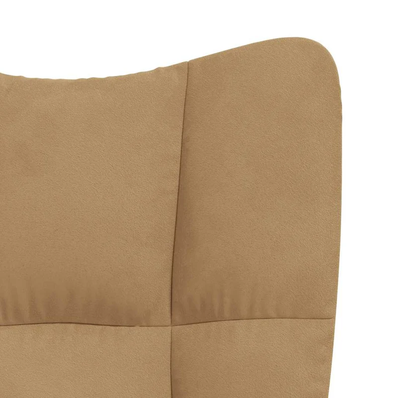 Fauteuil à bascule rembourré relax pour salon avec repose-pied en velours marron DEC028820