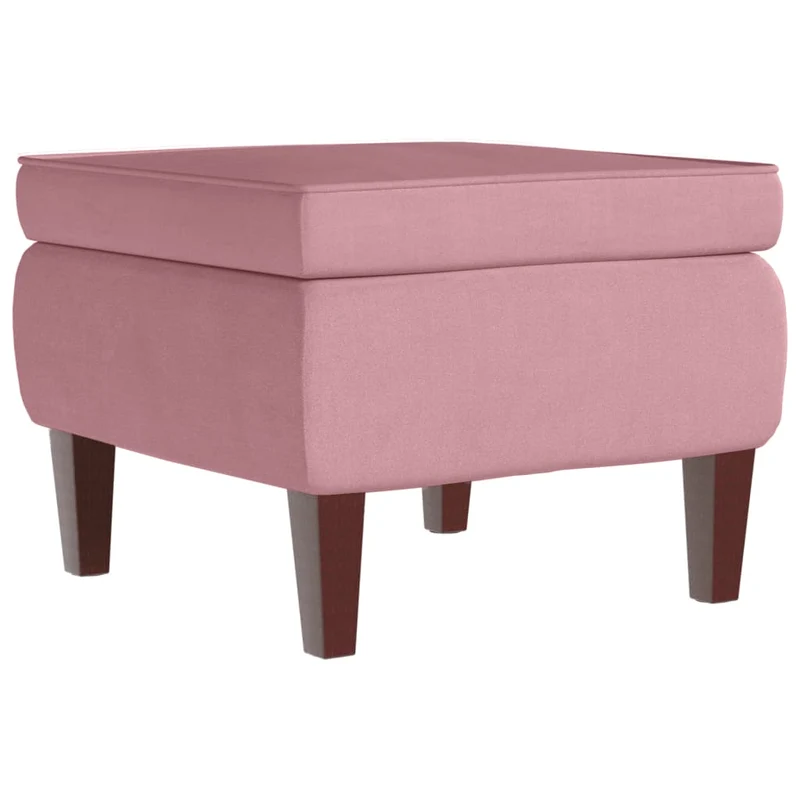 Fauteuil à bascule d'allaitement rembourré avec repose-pieds avec pieds en bois siège en velours rose DEC028766