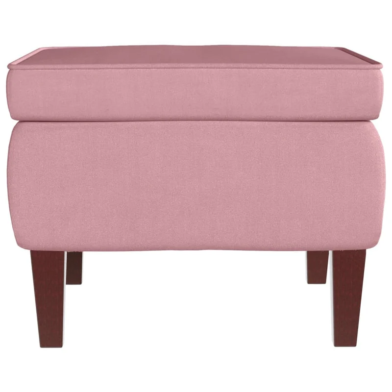 Fauteuil à bascule d'allaitement rembourré avec repose-pieds avec pieds en bois siège en velours rose DEC028766