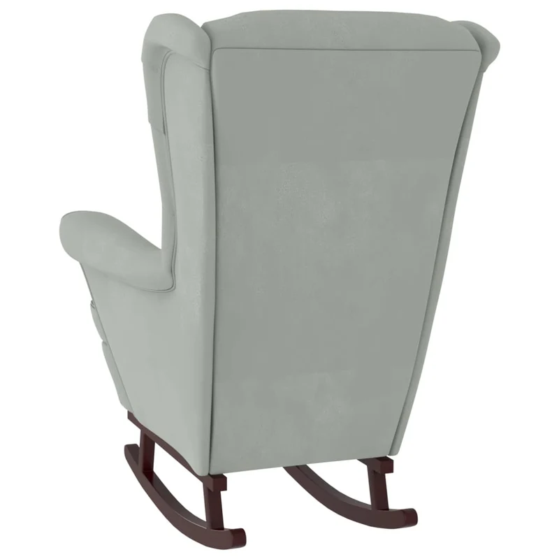 Fauteuil à bascule d'allaitement avec repose-pieds rembourré relax pour salon pieds en bois assise en tissu gris clair DEC028756
