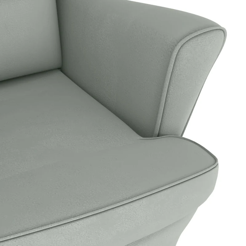 Fauteuil à bascule d'allaitement avec repose-pieds rembourré relax pour salon pieds en bois assise en tissu gris clair DEC028756