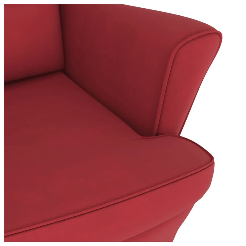 Fauteuil à bascule d'allaitement rembourré avec repose-pieds avec pieds en bois siège en velours bordeaux rouge DEC028752
