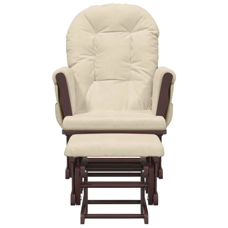 Fauteuil de relaxation chaise berçante d'allaitement avec repose-pieds en tissu crème DEC028734