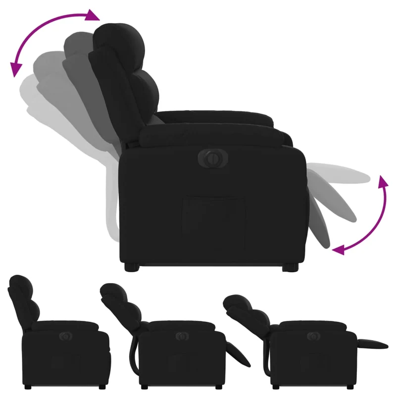 Fauteuil relax TV fonction de levage électrique très confortable en tissu noir DEC028506