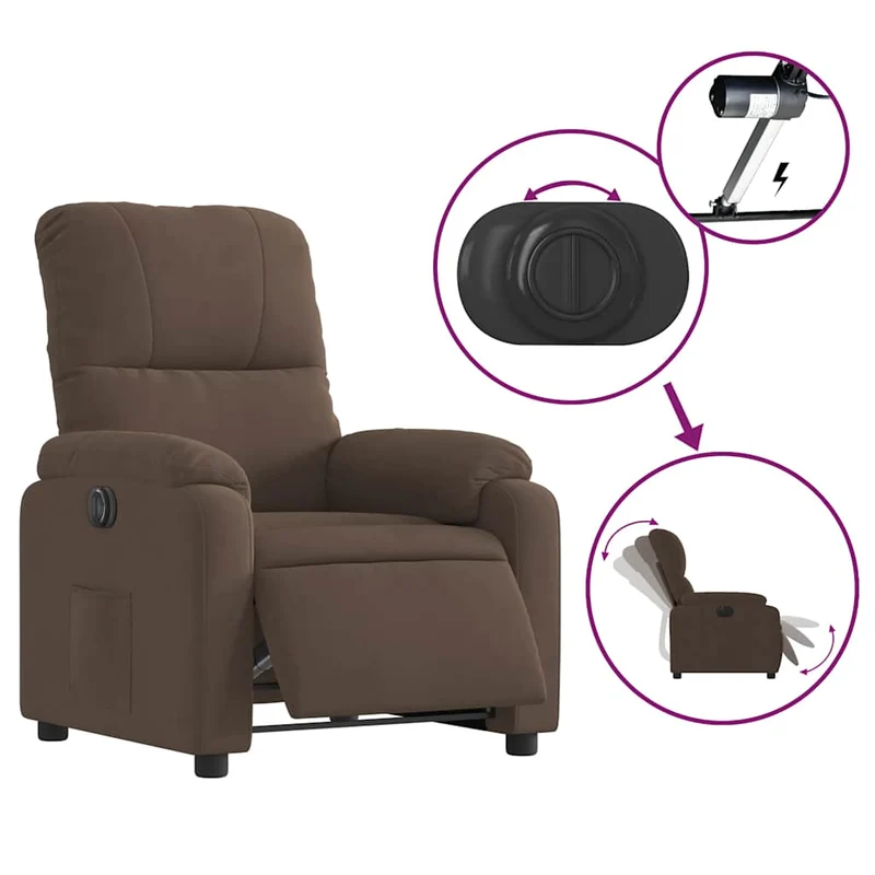 Fauteuil relax TV fonction de levage électrique très confortable en tissu microfibre marron DEC028457