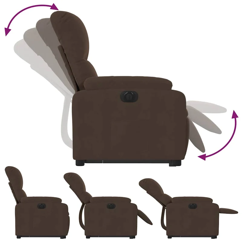 Fauteuil relax TV fonction de levage électrique très confortable en tissu microfibre marron DEC028457