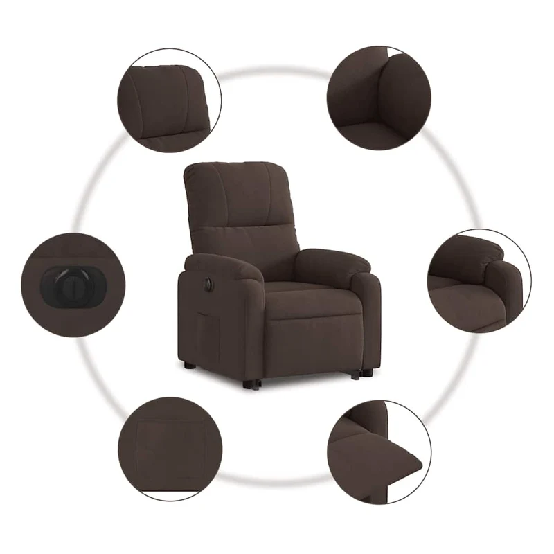 Fauteuil relax TV fonction de levage électrique très confortable en tissu microfibre marron DEC028457