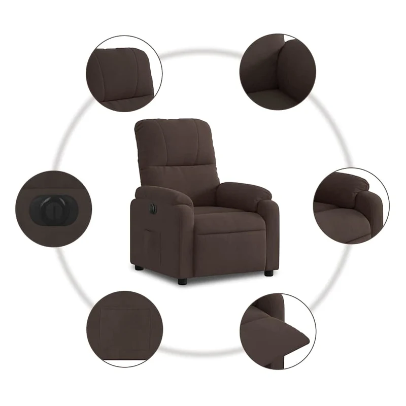 Fauteuil relax TV fonction de levage électrique très confortable en tissu microfibre marron DEC028456
