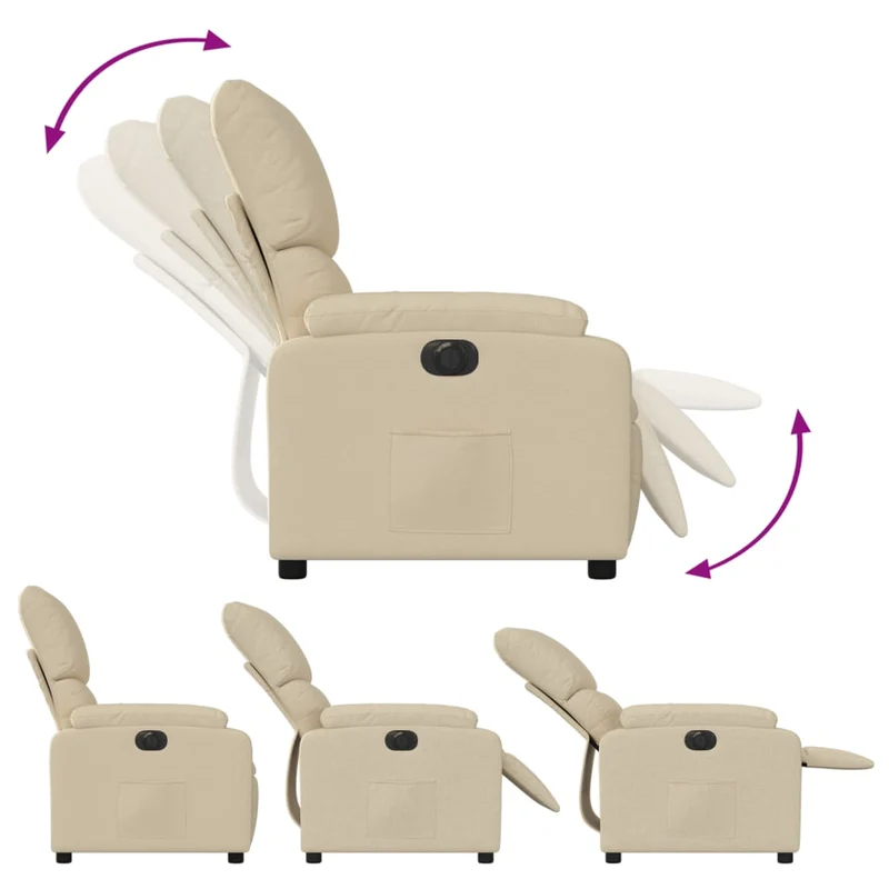 Fauteuil relax TV fonction d'inclinaison électrique très confortable en tissu crème DEC028284