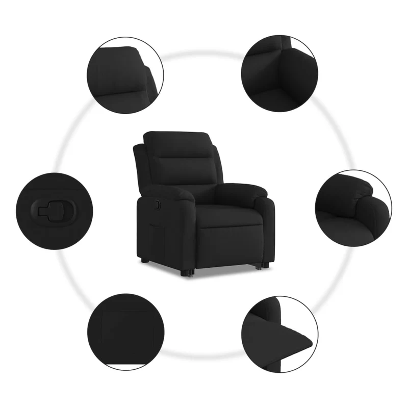 Fauteuil relax TV rembourrage confortable fonction de levage électrique en tissu noir DEC028102