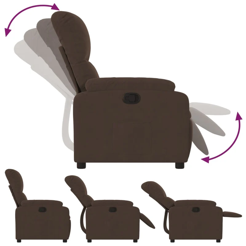 Fauteuil relax TV rembourrage confortable en tissu microfibre marron DEC028062